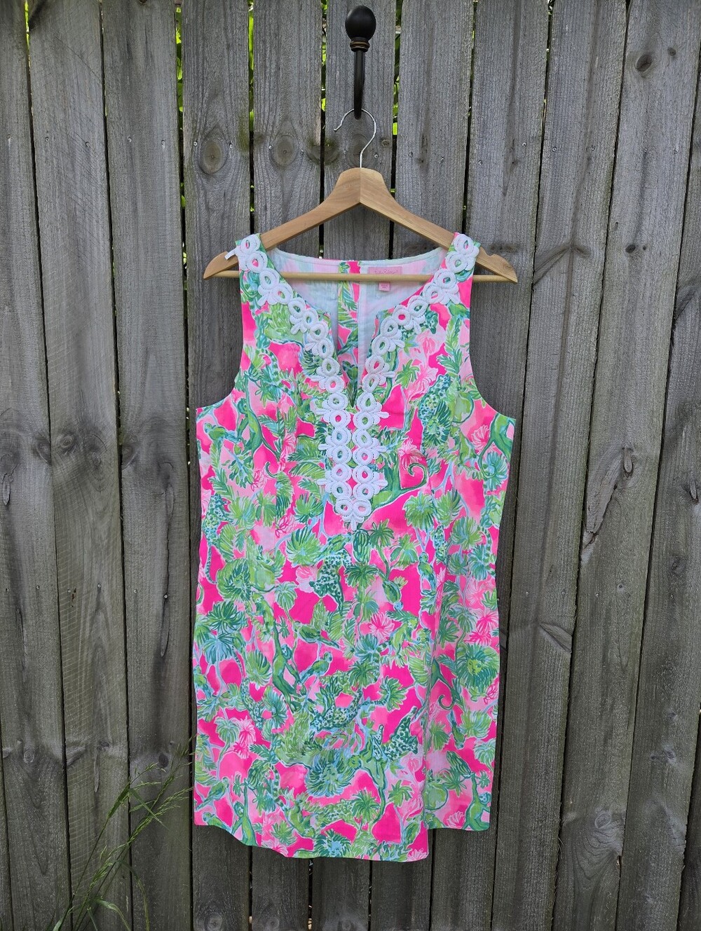 Lilly Pulitzer Womens Gabby Shift Dress Size 14 Raz Berry Catty Shack Lace